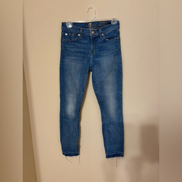 7 For All Mankind Women's High-Waisted Ankle Skinny Jeans Blue Size 26 - Picture 2 of 6